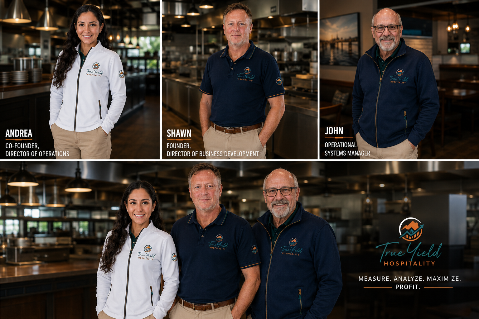 The True Yield Hospitality team — Andrea, Shawn, and John